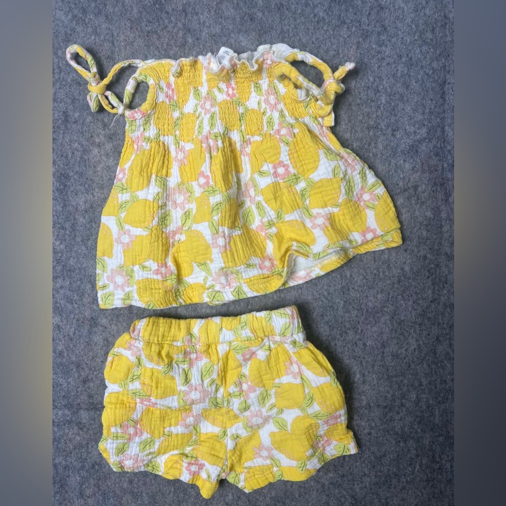 Starting Out Girl Baby 18 months Lemon‎ Floral Print Kids Summer 2 pieces Outfit